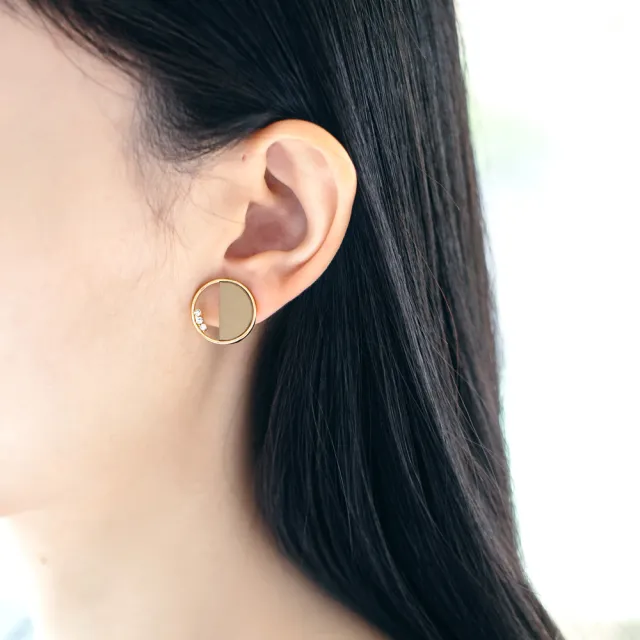 【Kaza】幾何率性圓弧皮革耳環(日本品牌)