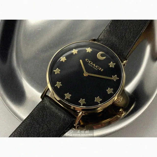 【COACH】COACH蔻馳女錶型號CH00006(黑色錶面金色錶殼深黑色真皮皮革錶帶款)