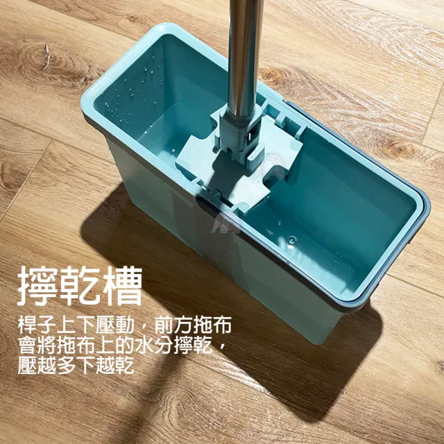 手壓免沾手不鏽鋼X型平板拖把1桿1桶2布(平拖/大板拖/吸水拖/免沾手/拖把/懶人拖把/清潔/地拖)