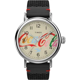 【TIMEX】天美時 x Coca-Cola 限量聯名系列可口可樂字樣款手錶(米x黑 TXTW2V26000)