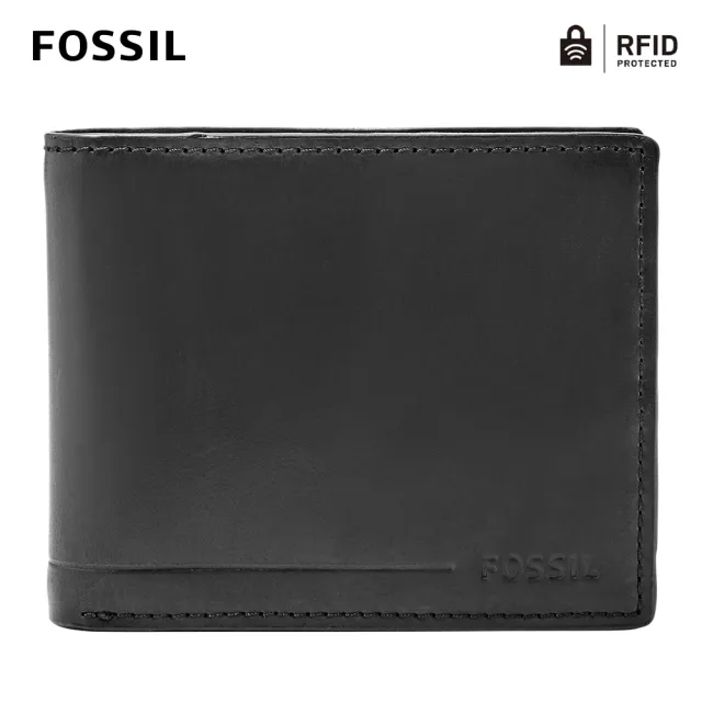 【FOSSIL 官方旗艦館】限定★Allen 真皮證件格RFID皮夾-黑色 SML1547001