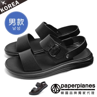 【Paperplanes】韓國空運/版型正常。韓星推薦牛皮二穿男款必備涼拖鞋(7-SIWOO二色/現貨)