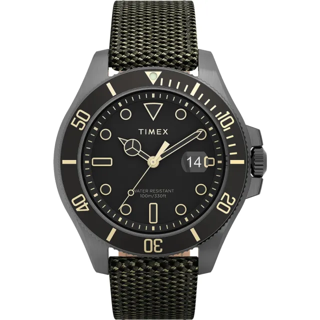 【TIMEX】天美時 風格系列 紳士手錶(黑x深綠 TXTW2U81900)