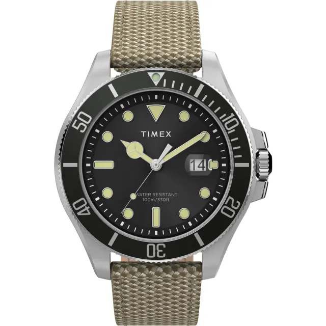 【TIMEX】天美時 風格系列 紳士手錶(黑x卡其 TXTW2U81800)