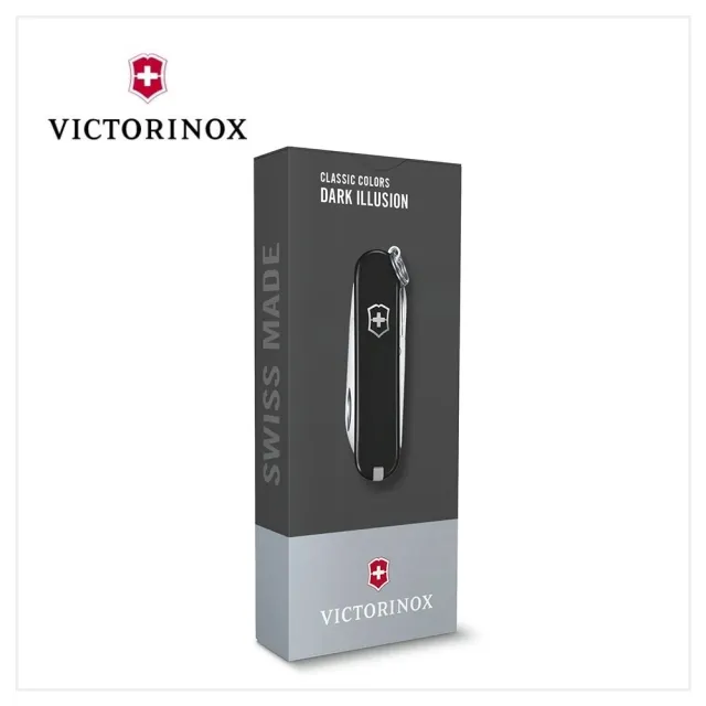 【VICTORINOX 瑞士維氏】Dark Illusion 經典7用瑞士刀款 58mm/ 黑色(0.6223.3G)