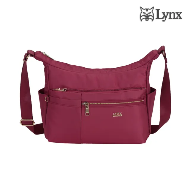 【Lynx】多口袋/多夾層/船型設計側背包/斜背包-酒紅色(輕巧實用、防潑水、防盜刷)