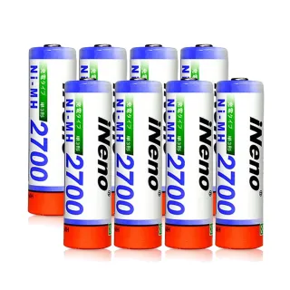 【iNeno】高容量鎳氫充電電池 2700mAh 3號/AA 8顆入