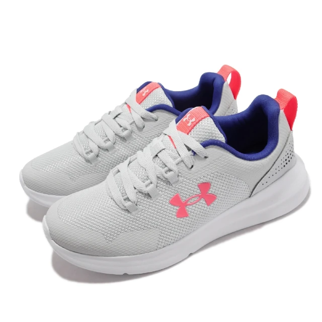 UNDER ARMOUR 休閒鞋 Essential 輕量 運動 女鞋 透氣網布 避震 舒適穿搭 球鞋 白 粉(3022955108)