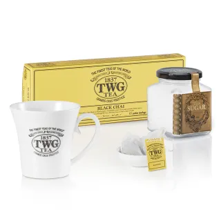 【TWG Tea】黑幻茗茶茶包禮物組(黑幻茗茶 黑茶 15包/盒+馬克杯+茶碟+糖罐)
