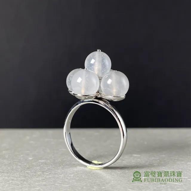 【Fubibaoding jeweler 富璧寶鼎珠寶】石來運轉冰種翡翠珠戒指(天然Ａ貨 冰種翡翠 轉運 送禮 國際圍#12)