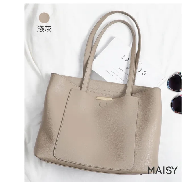 【MAISY】新潮時尚跨境真皮側肩手提包(真皮包包 現+預  淺灰色 / 深灰色)