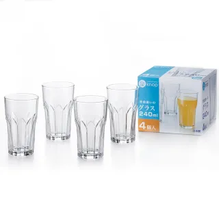 【ADERIA】日本製 波紋玻璃杯 4入組(240ml)