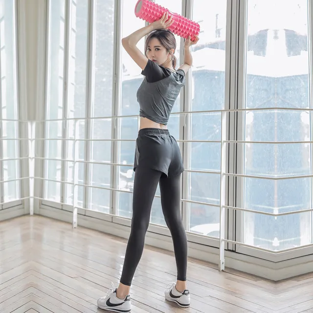 【BODYAIR】任2入 假兩件側拼色口袋九分褲(瑜珈.運動.慢跑.透氣.舞蹈.運動褲)
