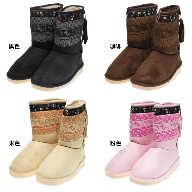 【TDL】日本進口大人兒童保暖雪靴HELLO KITTY凱蒂貓靴子雪靴童靴22-23cm SA-8316(平輸品)