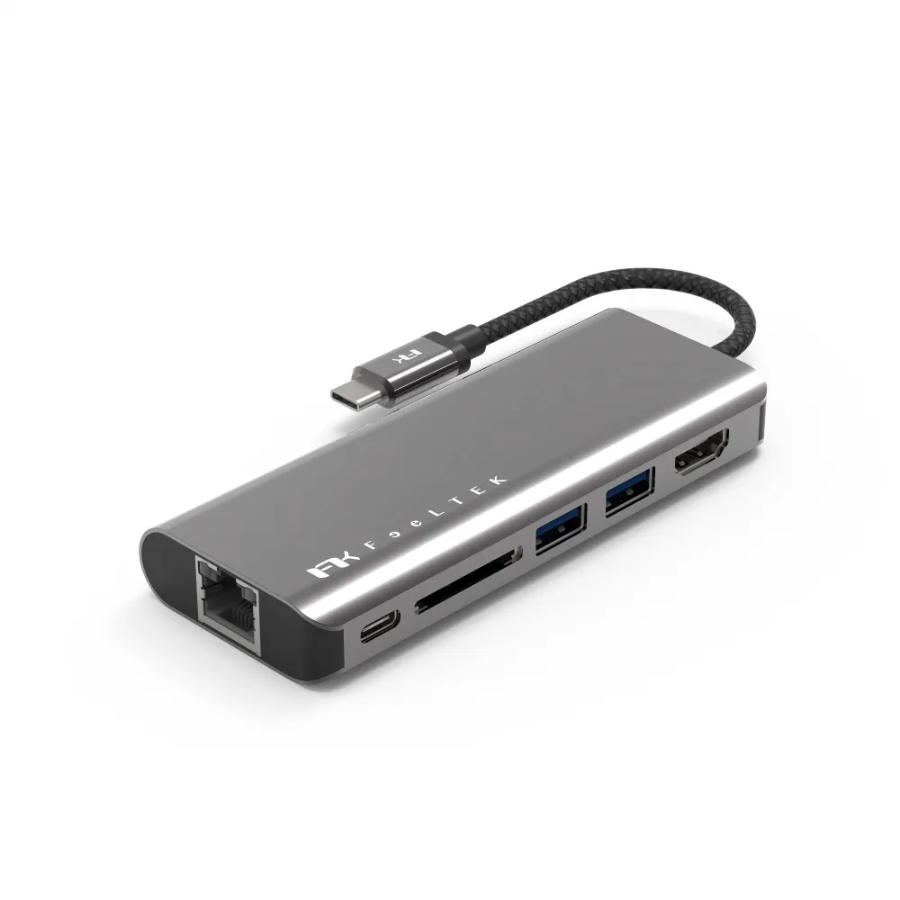 【Feeltek】Portable 6 in 1 USB-C Hub多功能隨身集線器(擴充投影 傳輸充電)