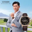 【CITIZEN 星辰】永恆經典光動能月相時尚男錶-黑x咖啡/42mm(AP1059-19E)
