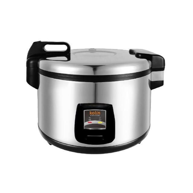 KOLIN 歌林 KNJ-KYR302SE 電子鍋，適合20-30人份大容量烹煮，內鍋採用不沾塗層合金材質，易清潔不黏鍋。金屬色系設計時尚耐用，尺寸約43x43x38cm，重量9.1kg，110V/60Hz電壓，消耗功率1200~1400W。配件包含集水盒、量杯、飯勺，產地中國，BSMI許可R3B051，享1年保固。完美適用家庭聚會或商用，煮飯蒸煮一機搞定，提升廚房效率！