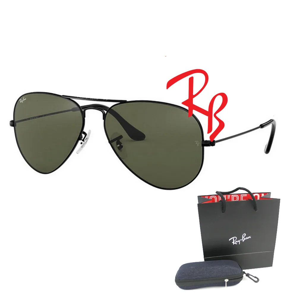 【RayBan 雷朋】經典飛官款太陽眼鏡 RB3025 L2823 58mm 黑框墨綠鏡片 公司貨