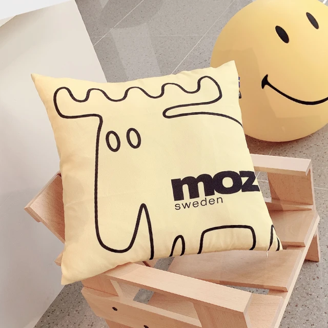 【moz】moz瑞典 北歐風雙面抱枕套 45cm(原創線條-陽光黃)