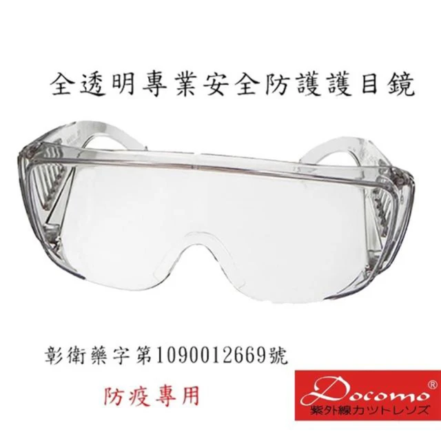 【Docomo】安全防護護目鏡　最大型全透明護目鏡  一體成型(MIT護目鏡)