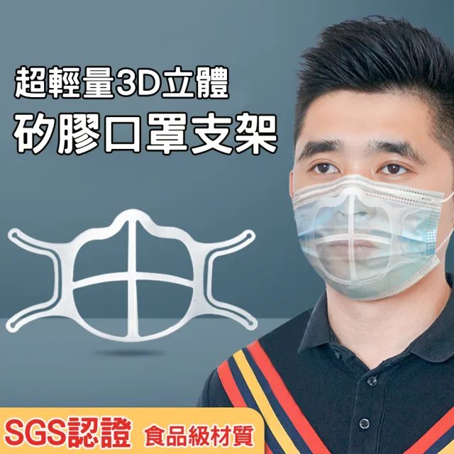 【PEKO】口罩神器專利設計3D立體食品級矽膠防悶透氣口罩支架(白色3入)