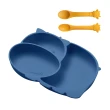 【JoyNa】學習餐具 矽膠分隔餐盤附湯匙餐具組 吸盤碗(3分隔.耐溫)