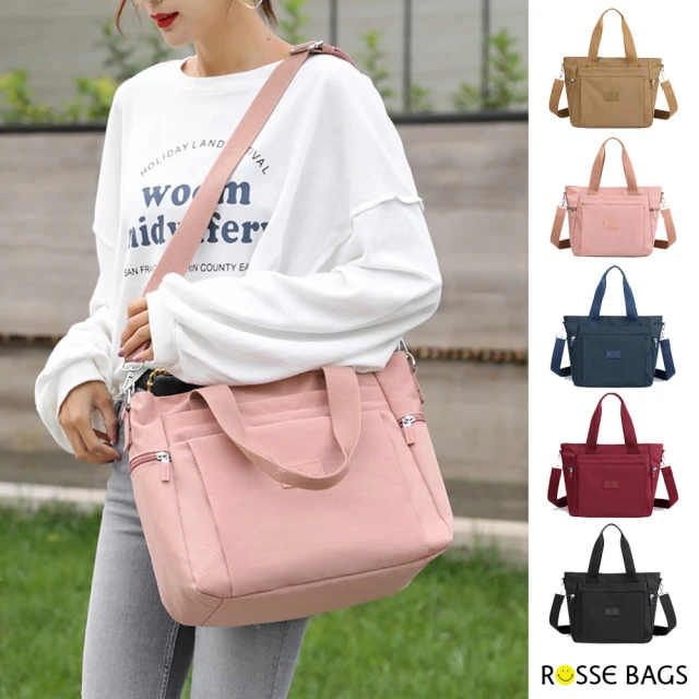 Rosse Bags 經典時尚條紋掛飾大容量肩背托特包(現+