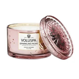 【美國Voluspa】玫瑰氣泡 浮雕玻璃罐 312g 香氛蠟燭(Sparkling Rose)