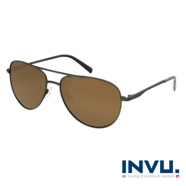 【INVU】瑞士都會簡約飛行員偏光太陽眼鏡(啞光灰 B1106C)