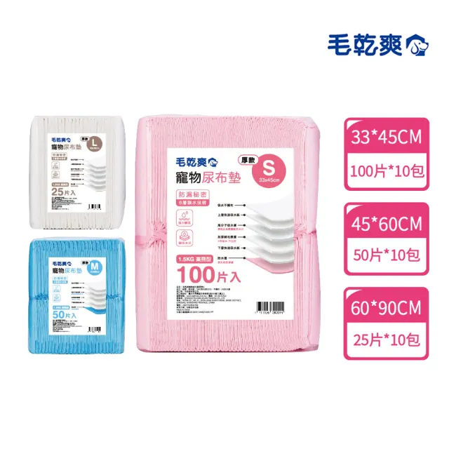 【毛乾爽】寵物尿布墊 1.5公斤 業務型 厚款 尿布墊(-10包組)