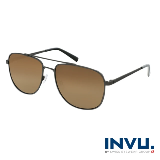 【INVU】瑞士時尚簡約飛行員偏光太陽眼鏡(啞光灰 B1108C)
