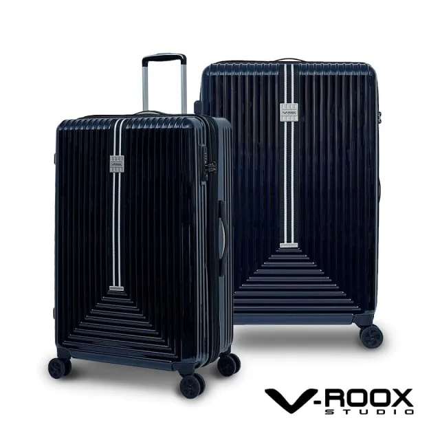 【V-ROOX STUDIO】FUN暑價 REM 26吋 復古直紋硬殼拉鏈可擴充行李箱(可擴充設計 3色可選)