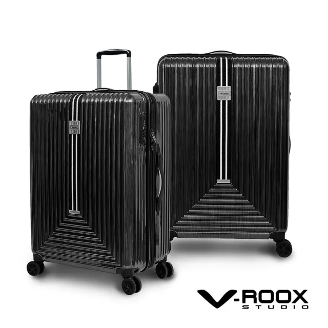 【V-ROOX STUDIO】歡慶618 REM 26吋 復古直紋硬殼拉鏈可擴充行李箱(可擴充設計 3色可選)