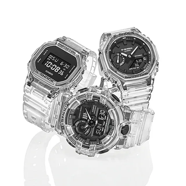 【CASIO 卡西歐】G-SHOCK 八角防護構造半透冰塊雙顯手錶  禮物(GA-2100SKE-7A)