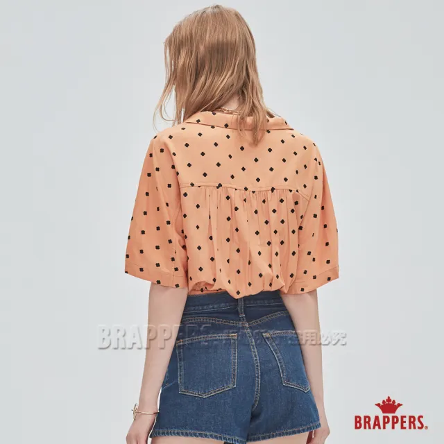 【BRAPPERS】女款 西裝領綁帶短版襯衫(橘)