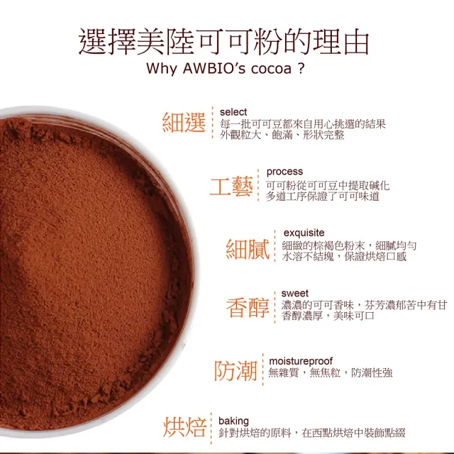 【AWBIO 美陸生技】100%荷蘭微卡低脂無糖可可粉1000gX1包