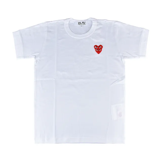 【川久保玲】COMME DES GARCONS PLAY川久保玲 刺繡LOGO小愛心設計短袖T恤(女款/白)