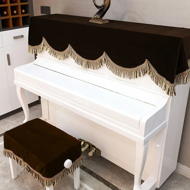 【美佳音樂】鋼琴罩/鋼琴蓋布 高級加厚金絲絨系列+雙人椅罩-咖啡色(鋼琴罩/防塵罩)