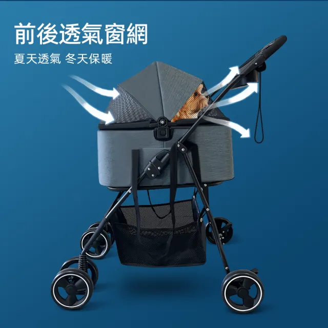 【PETDOS 派多斯】寵物分離式手推車(車包分離 承重25KG 360°萬向輪 防水隔熱)