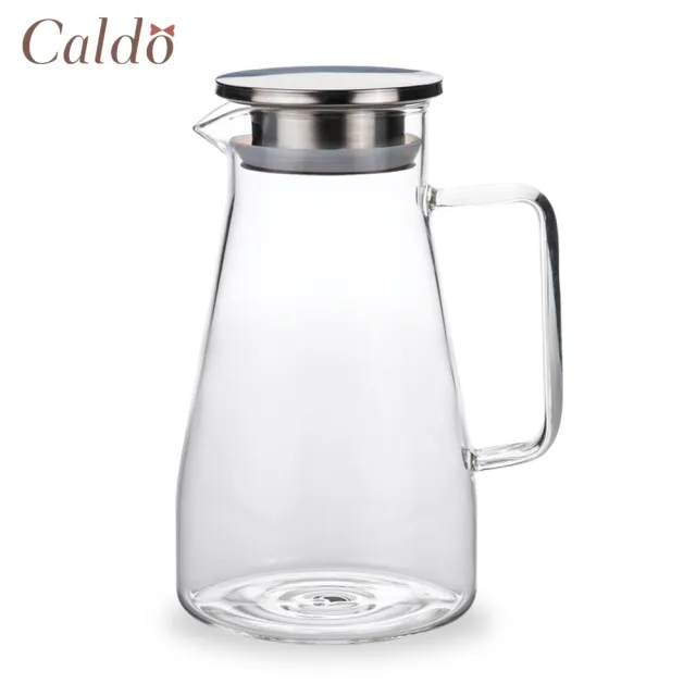 【Caldo 卡朵生活】錐形不鏽鋼蓋耐冷熱玻璃水壺1.5L