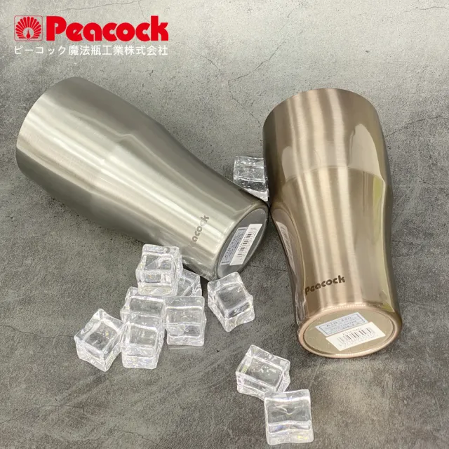 【Peacock 日本孔雀】真空斷熱不鏽鋼杯 啤酒杯 冰沙杯 冰壩杯 保冷保溫杯 440ML-原鋼色(保溫瓶)