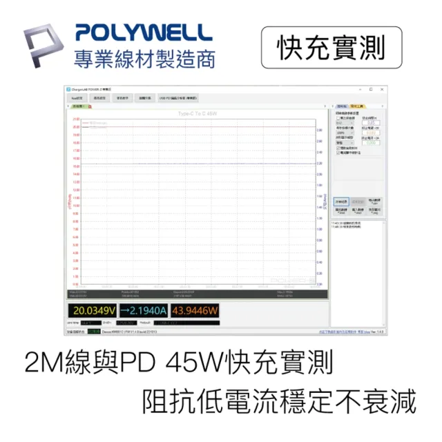 【POLYWELL】Type-C To Type-C 3A USB PD快充傳輸線 1M(支援最新安卓 Android 手機 15W/45W 快充)