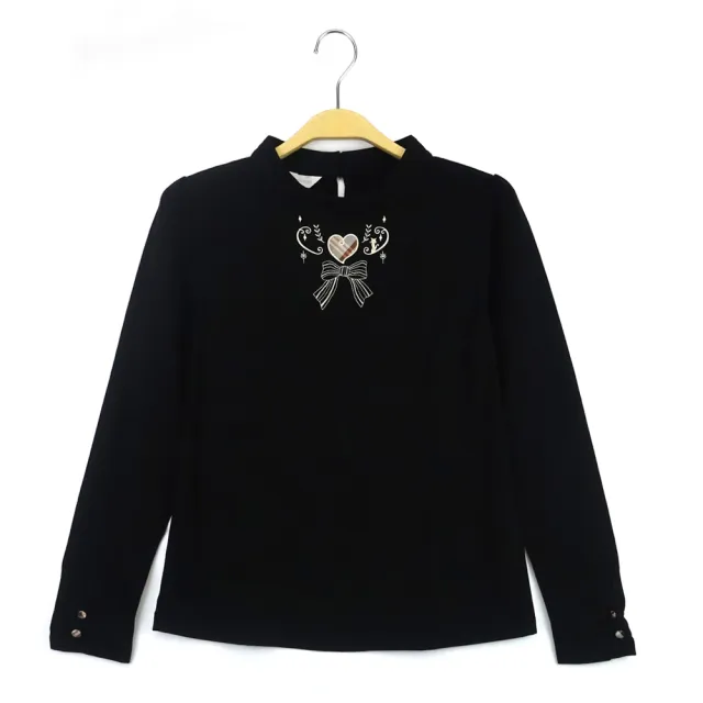 【Kinloch Anderson】金安德森女裝 立領前活褶刺繡長袖上衣T恤(棗紅/黑)