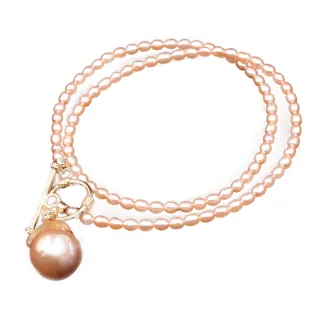 【Selene】簡約造型變形珍珠項鍊(粉橘/粉紫二款)