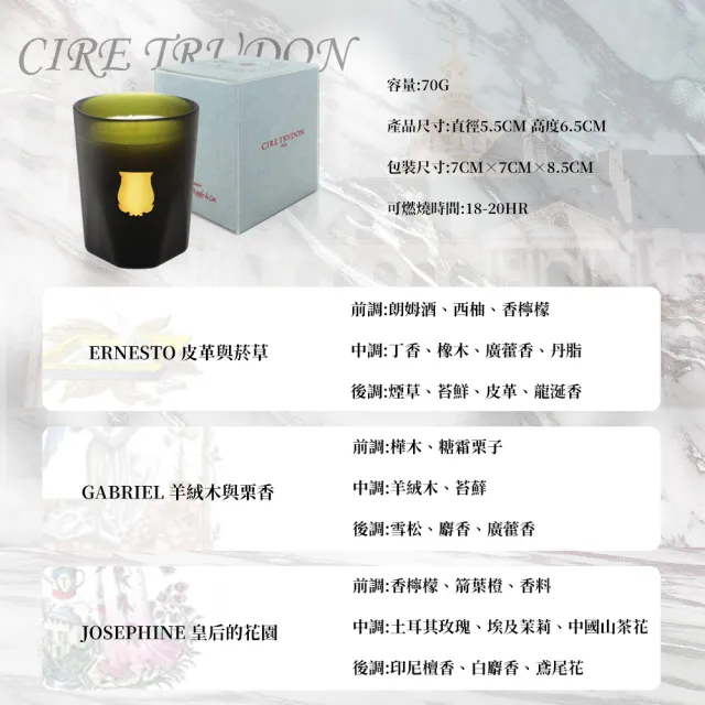 【CIRE TRUDON】小金標蠟燭系列70g(國際航空版/華美茉莉/清爽西柚/暗語柑橘/皮革與菸草)