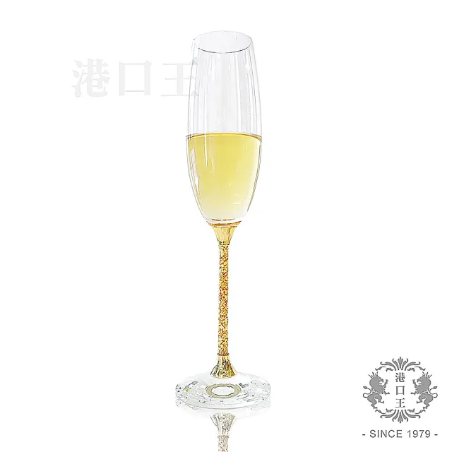 【港口王】奢華金箔香檳杯(無鉛水晶玻璃  香檳杯2入組)