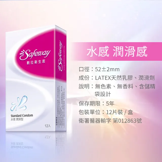 【Safeway 數位】水感滑潤型保險套12入/盒(情趣職人)
