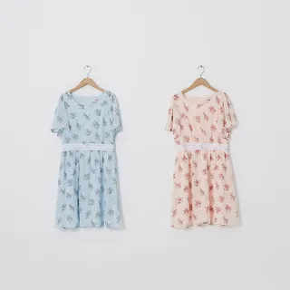 【CUMAR】氣質甜美印花-女短袖洋裝(二色/版型適中)