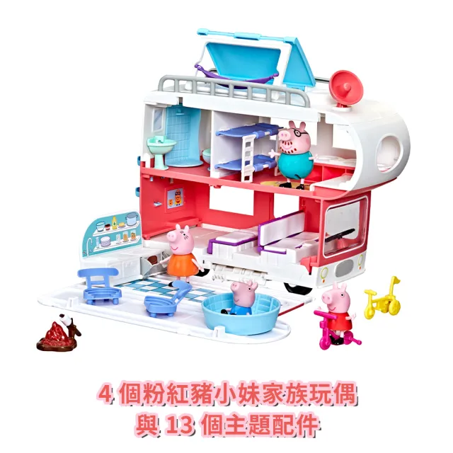 【Peppa Pig 粉紅豬小妹】家家酒系列-豪華露營車遊戲組 F2182(幼兒兒童玩具/佩佩豬公仔/學齡前玩具/禮物)