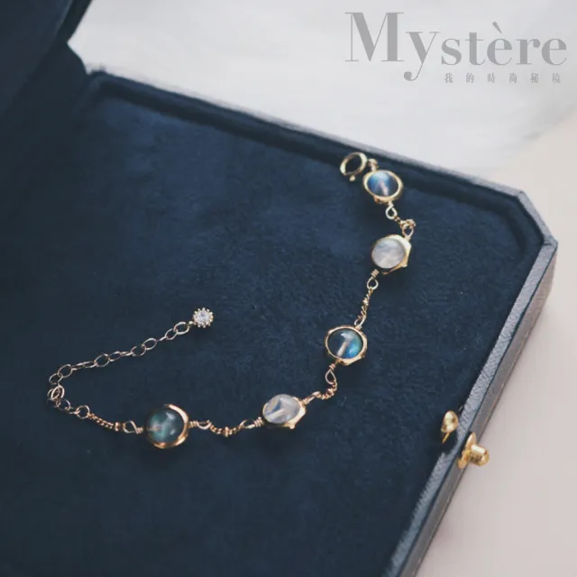 【my stere 我的時尚秘境】現貨-秘境開運款-天然藍晶石 月光石時尚手環(藍晶石 海藍寶 藍月光 水型)